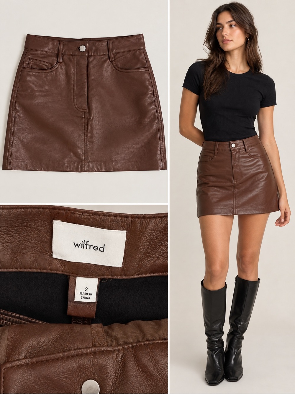Wilfred Leather Mini Skirt